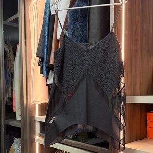 BCBGMaxAzria Black Lace Overlay Chemise